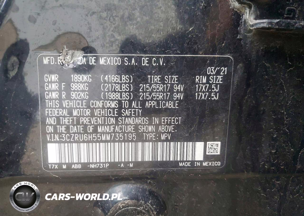 2021 Honda Hr-V Ex VIN:3CZRU6H55MM735195 - 13