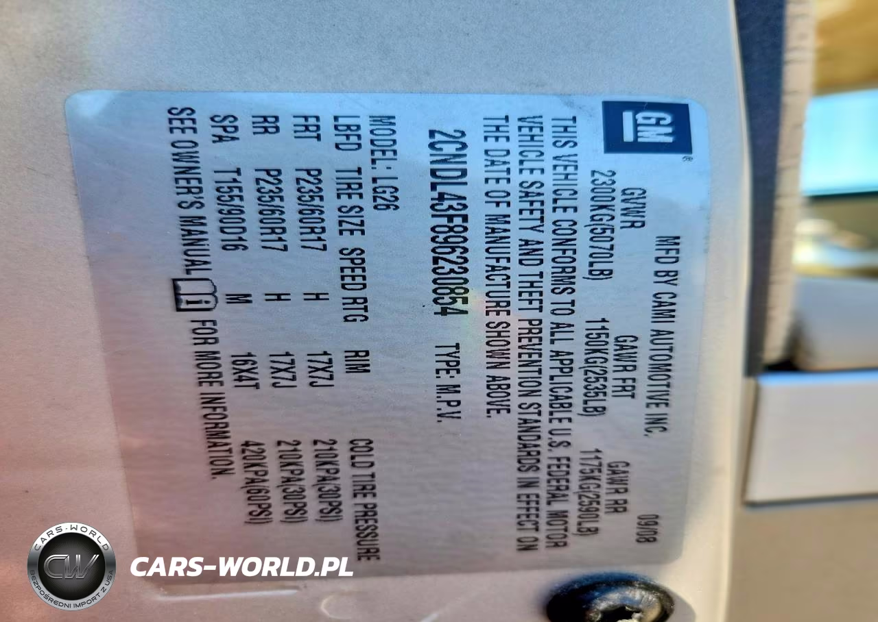 2009 Chevrolet Equinox Lt VIN:2CNDL43F896230854 - 13