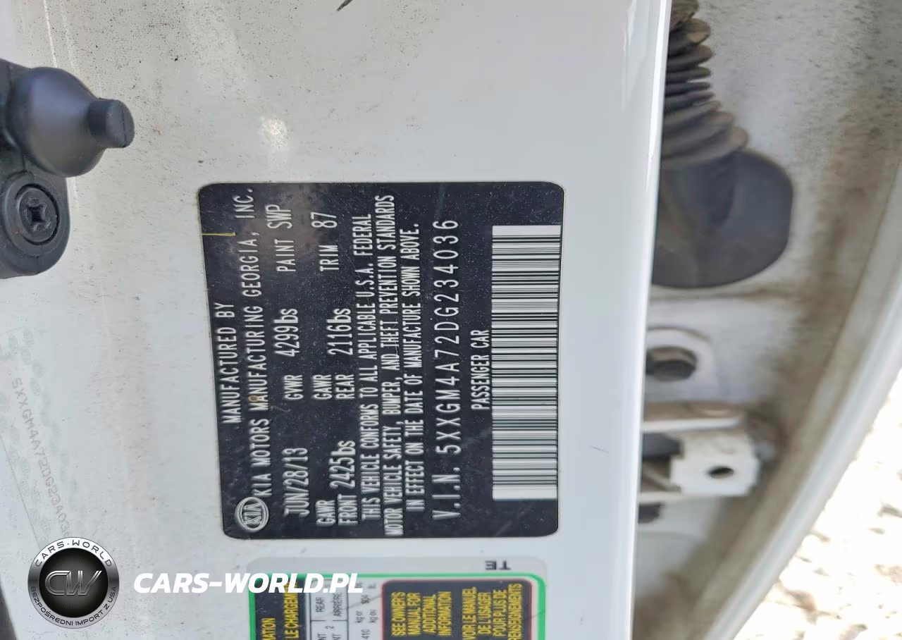 KIA OPTIMA VIN:5XXGM4A72DG234036 - 12