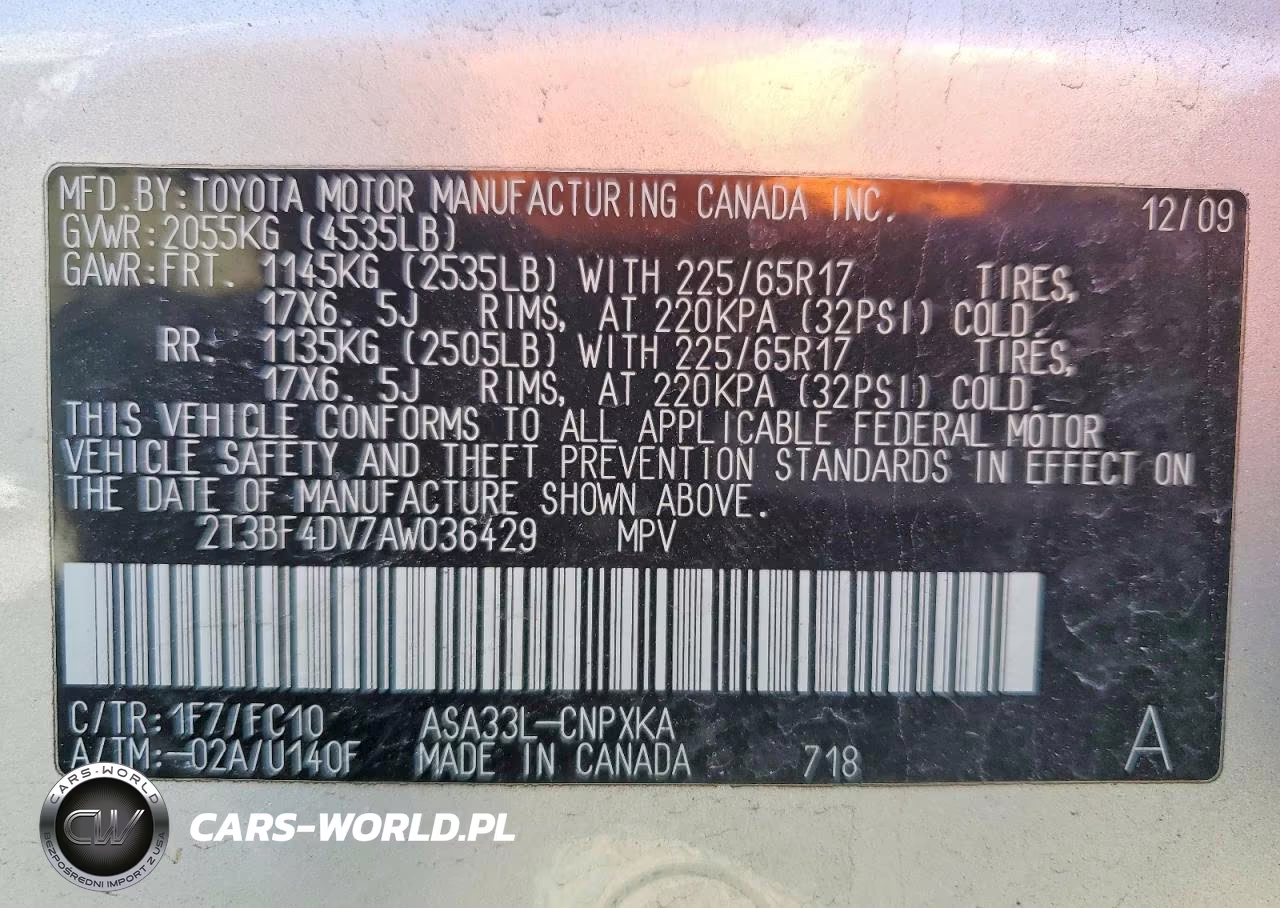 2010 Toyota Rav4 Base VIN:2T3BF4DV7AW036429 - 13