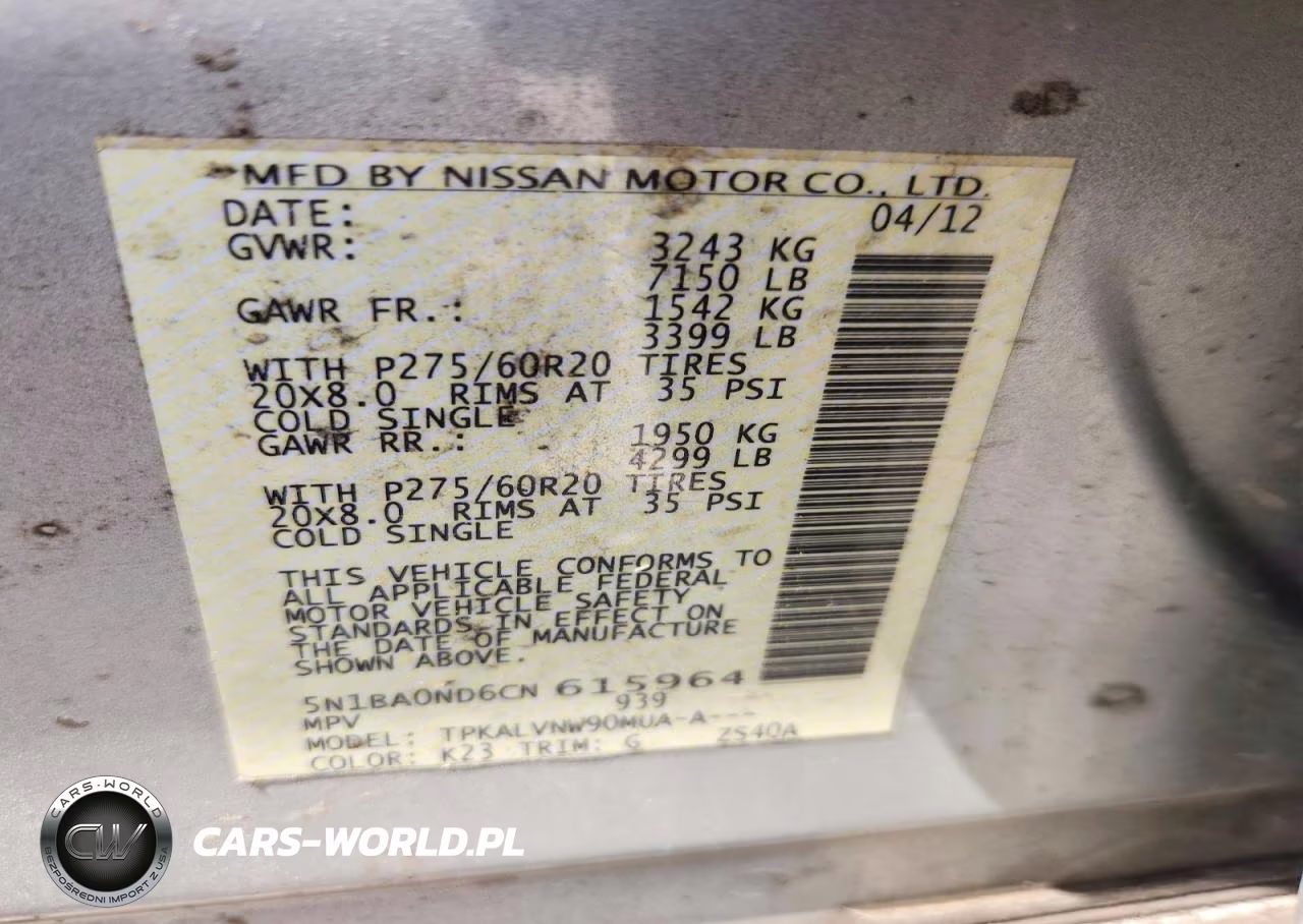 2012 Nissan Armada Sv VIN:5N1BA0ND6CN615964 - 13