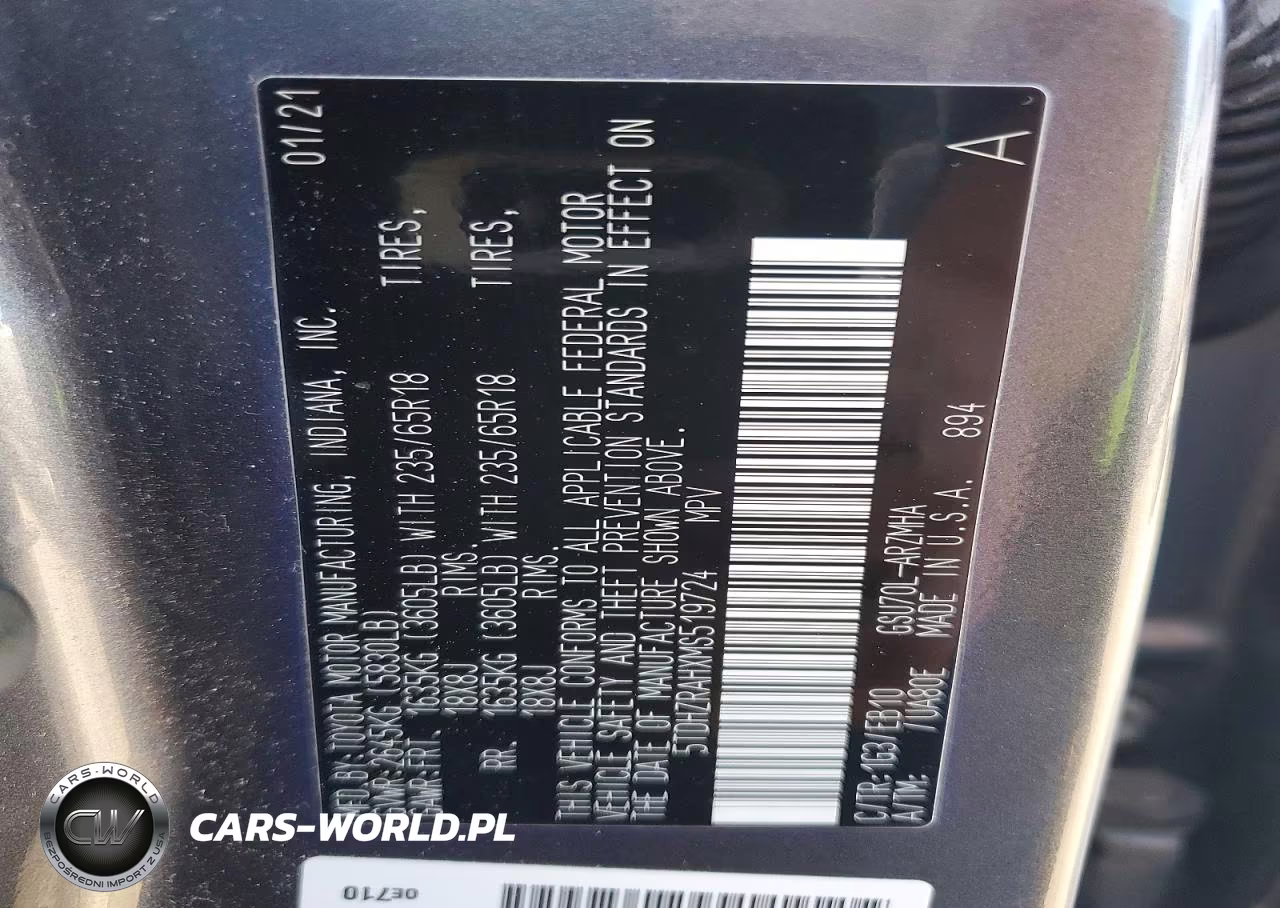 2021 Toyota Highlander Xle VIN:5TDHZRAHXMS519724 - 13