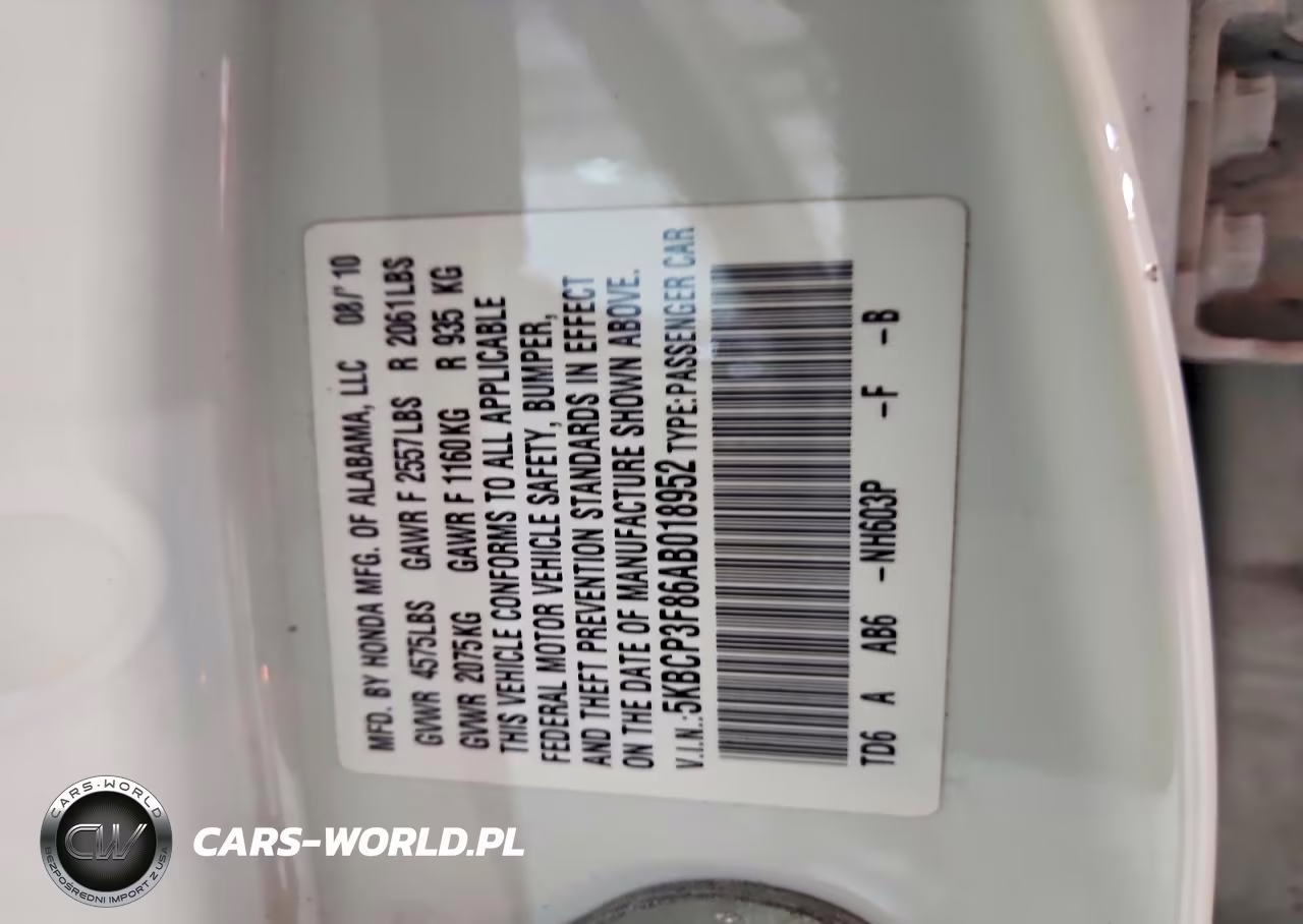 2010 Honda Accord Exl VIN:5KBCP3F86AB018952 - 12