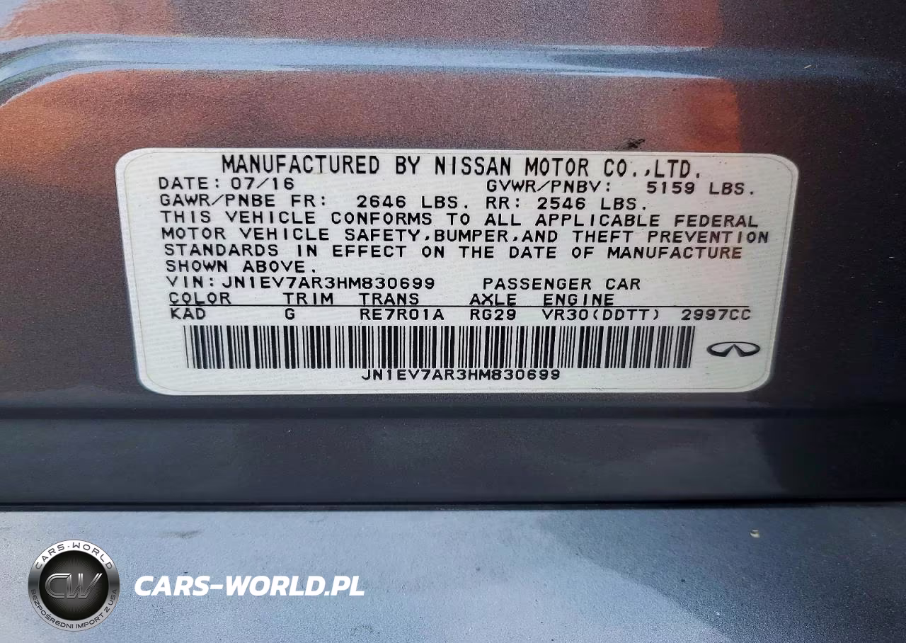 2017 Infiniti Q50 3.0T Premium VIN:JN1EV7AR3HM830699 - 12