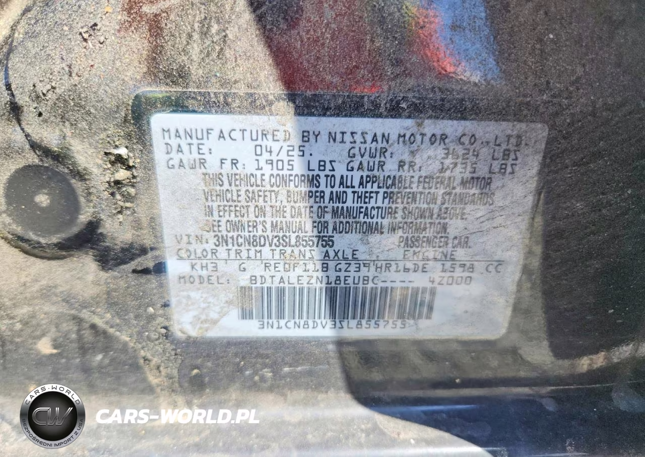 2025 Nissan Versa S VIN:3N1CN8DV3SL855755 - 12