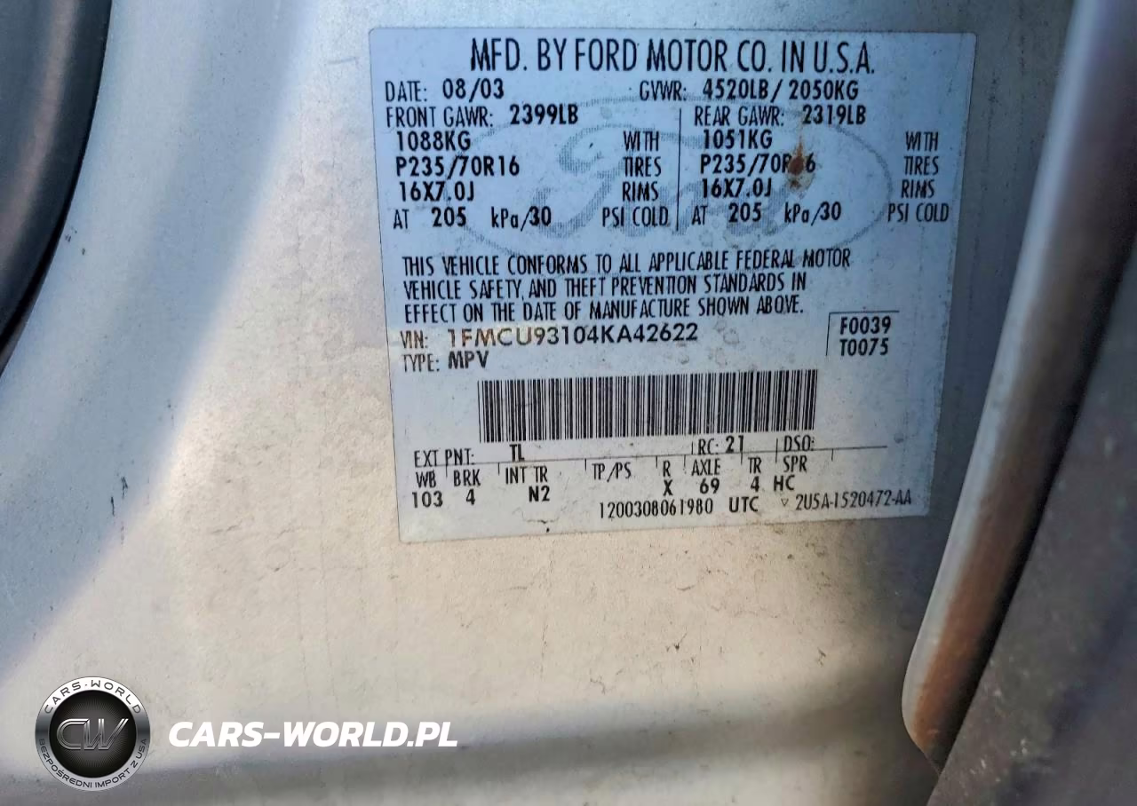 2004 Ford Escape Xlt VIN:1FMCU93104KA42622 - 13