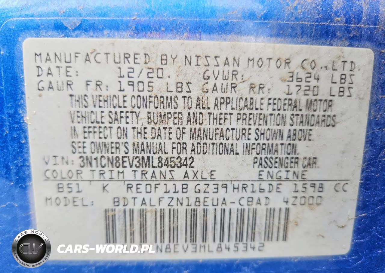 2021 Nissan Versa Sv VIN:3N1CN8EV3ML845342 - 12