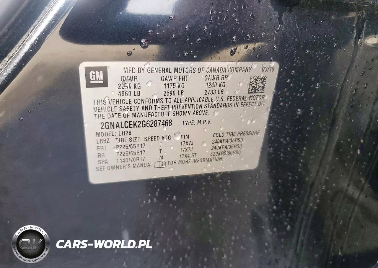 2016 Chevrolet Equinox Lt VIN:2GNALCEK2G6287468 - 13