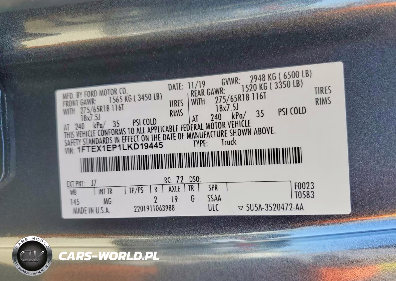 2020 Ford F150 Super Cab VIN:1FTEX1EP1LKD19445 - 12