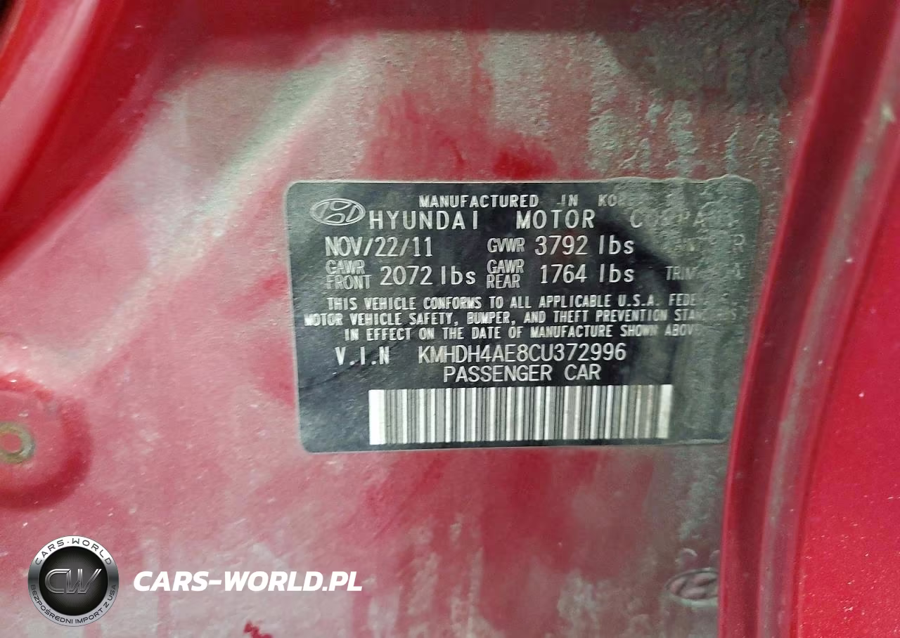 2012 Hyundai Elantra Gls VIN:KMHDH4AE8CU372996 - 13