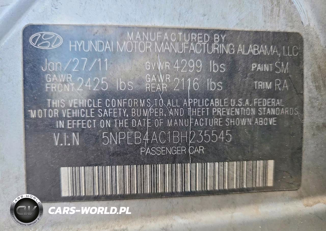 2011 Hyundai Sonata Gls VIN:5NPEB4AC1BH235545 - 12