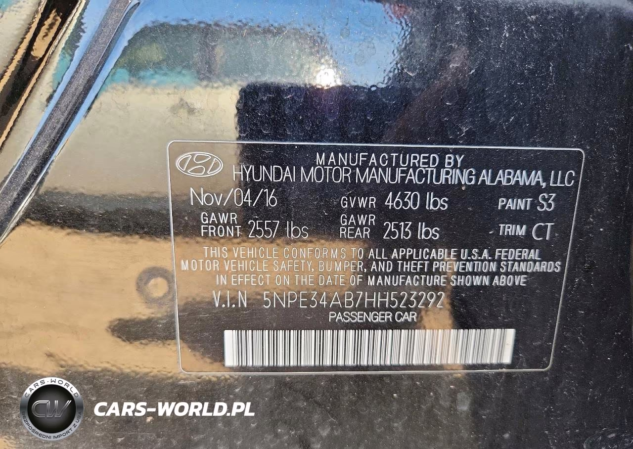 2017 Hyundai Sonata Sport 2.0T VIN:5NPE34AB7HH523292 - 12