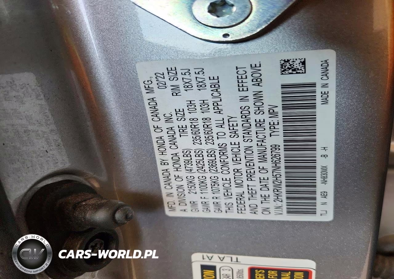 2022 Honda Cr-V Ex VIN:2HKRW2H57NH626799 - 13
