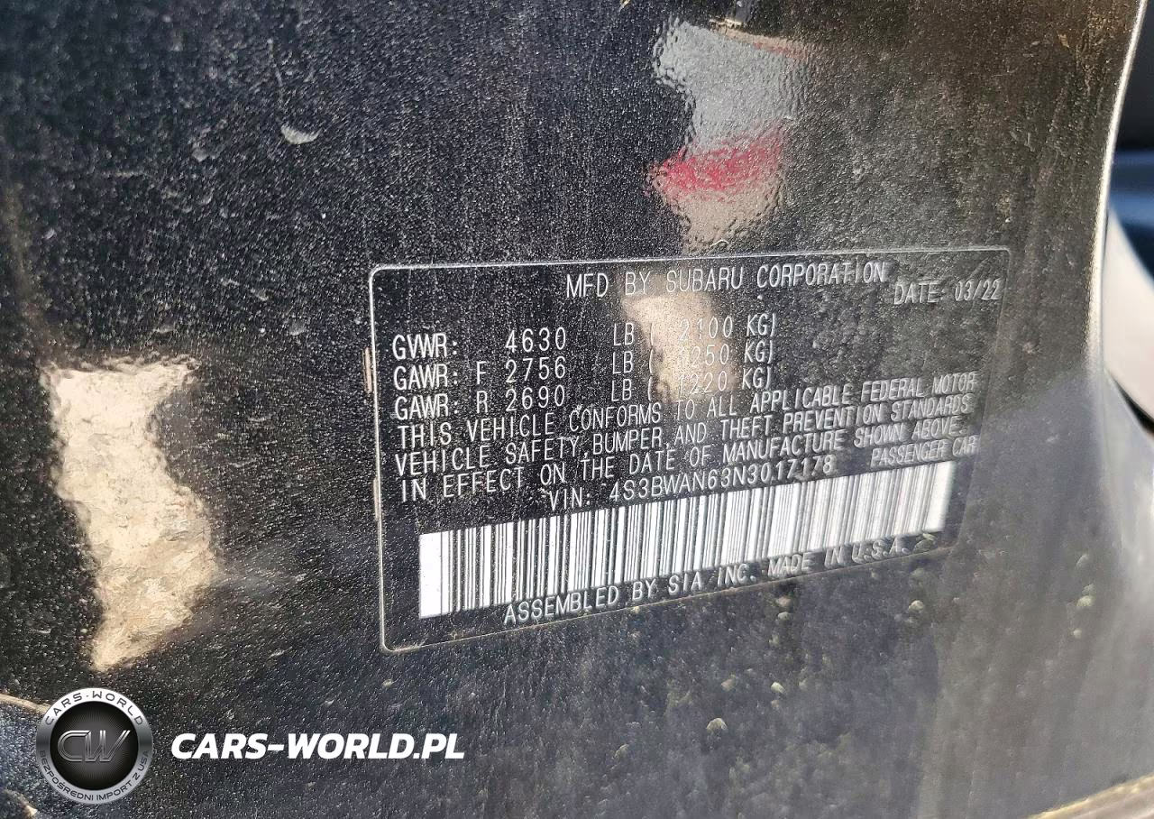 2022 Subaru Legacy Limited VIN:4S3BWAN63N3017178 - 13
