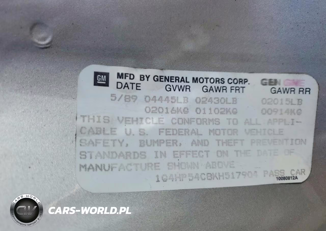1989 Buick Lesabre Custom VIN:1G4HP54C8KH517904 - 12