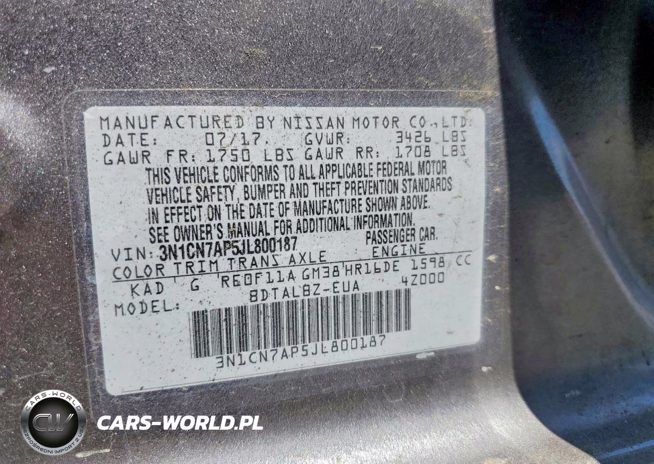 2018 Nissan Versa Sv VIN:3N1CN7AP5JL800187 - 12