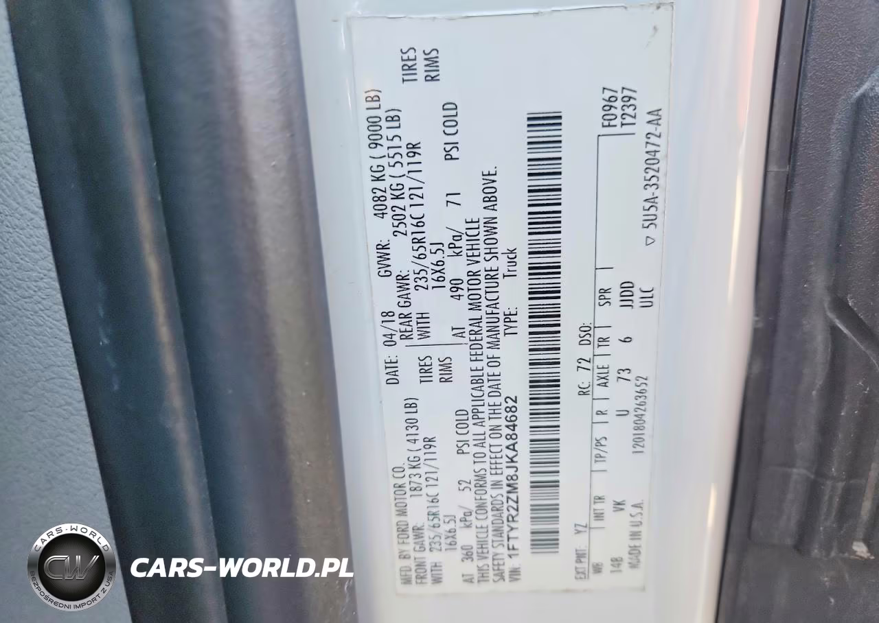 2018 Ford Transit T-250 VIN:1FTYR2ZM8JKA84682 - 12