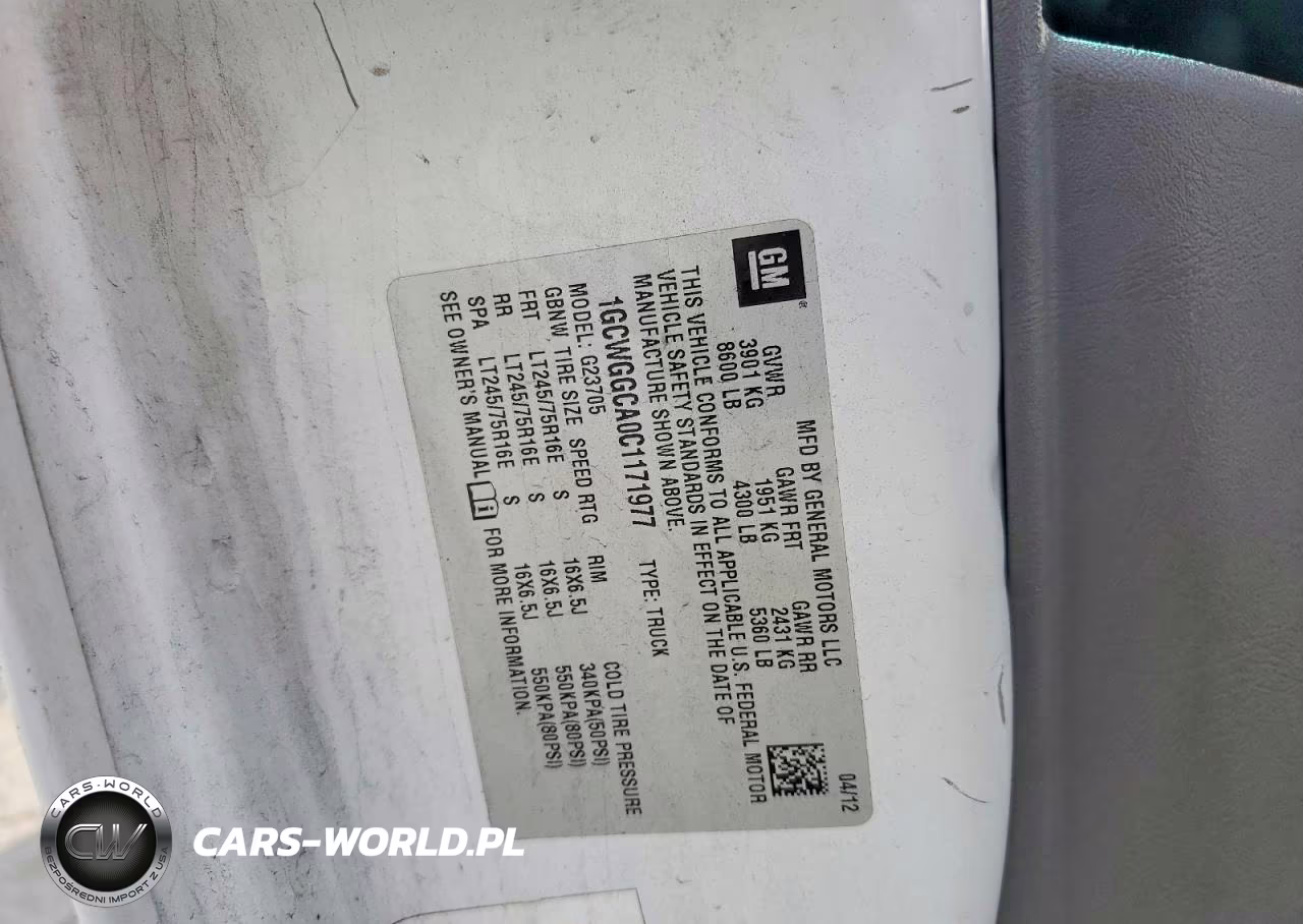 2012 Chevrolet Express 2500 Cargo Delivery Van VIN:1GCWGGCA0C1171977 - 13