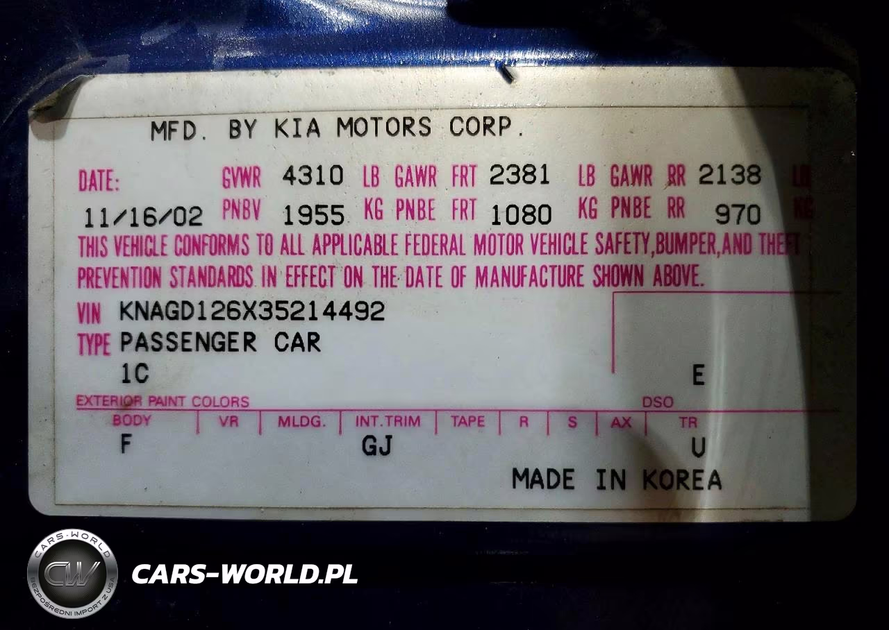 2003 Kia Optima Lx VIN:KNAGD126X35214492 - 13