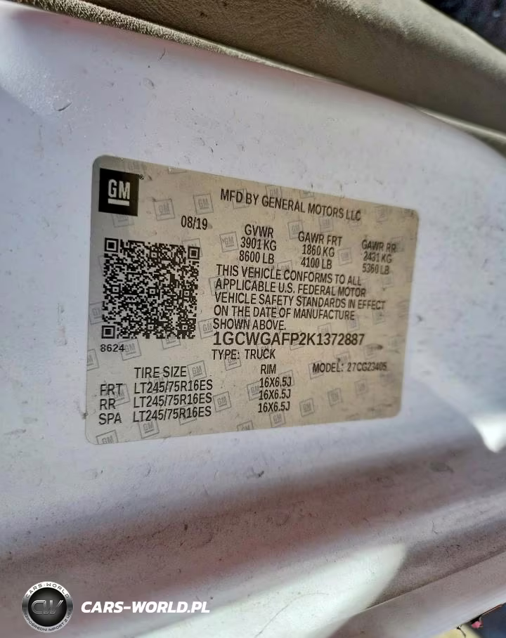 2019 Chev Express G2500 VIN:1GCWGAFP2K1372887 - 12