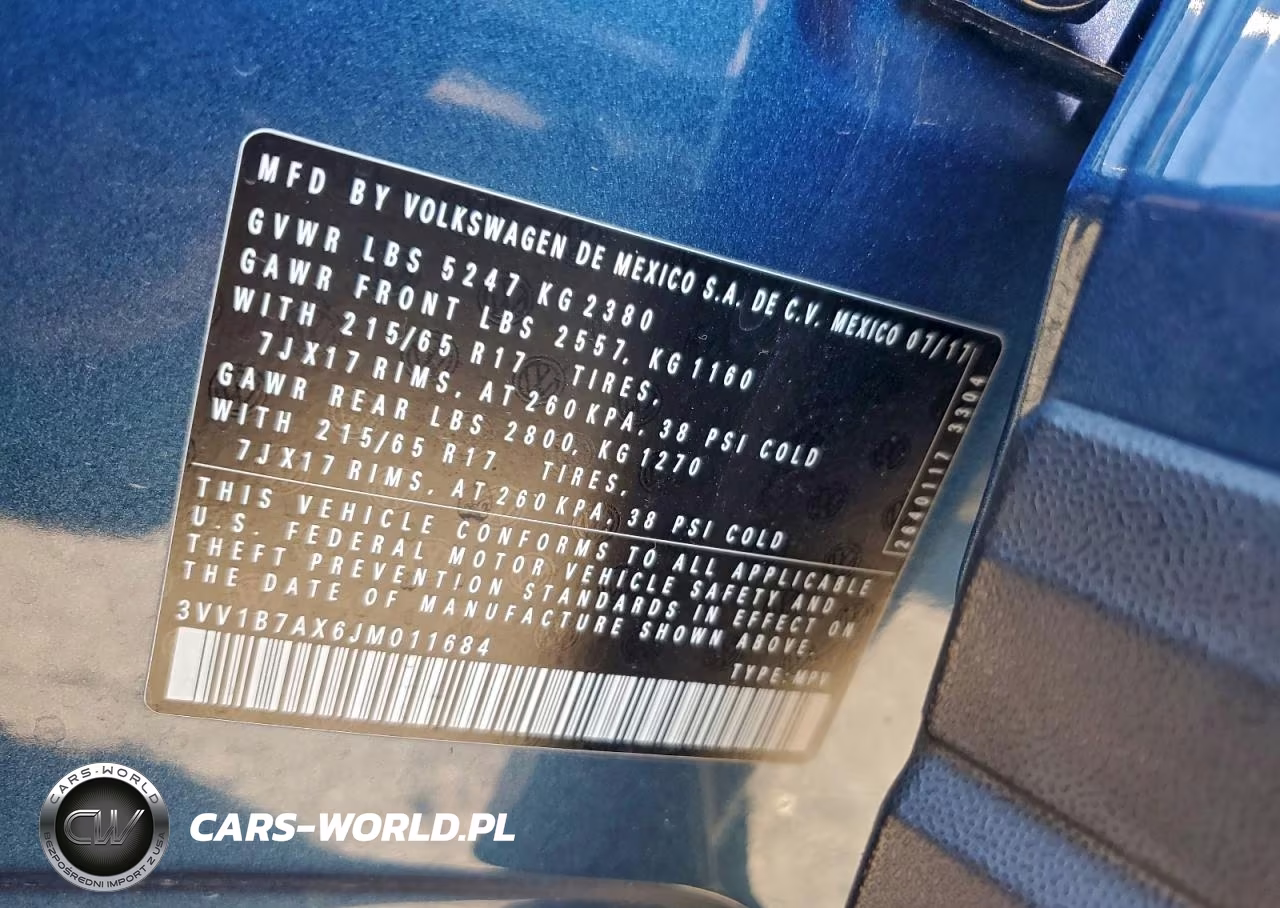 2018 Volkswagen Tiguan S VIN:3VV1B7AX6JM011684 - 12