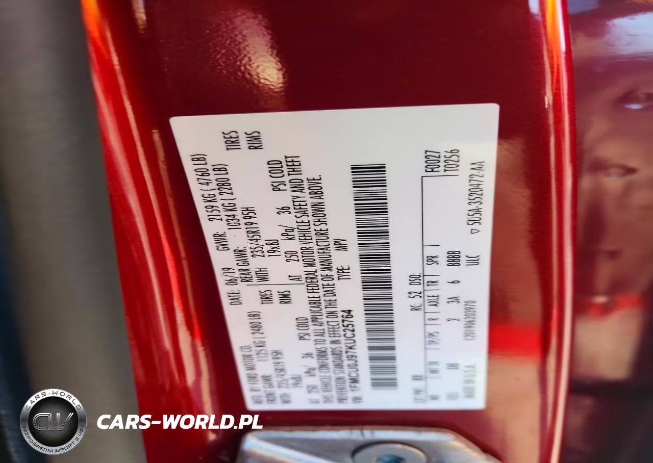 2019 Ford Escape Titanium VIN:1FMCU0J97KUC25764 - 13