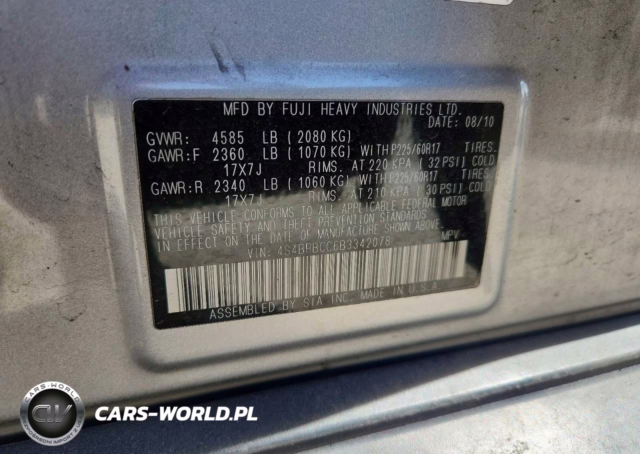 2011 Subaru Outback 2.5I Premium VIN:4S4BRBCC6B3342078 - 13