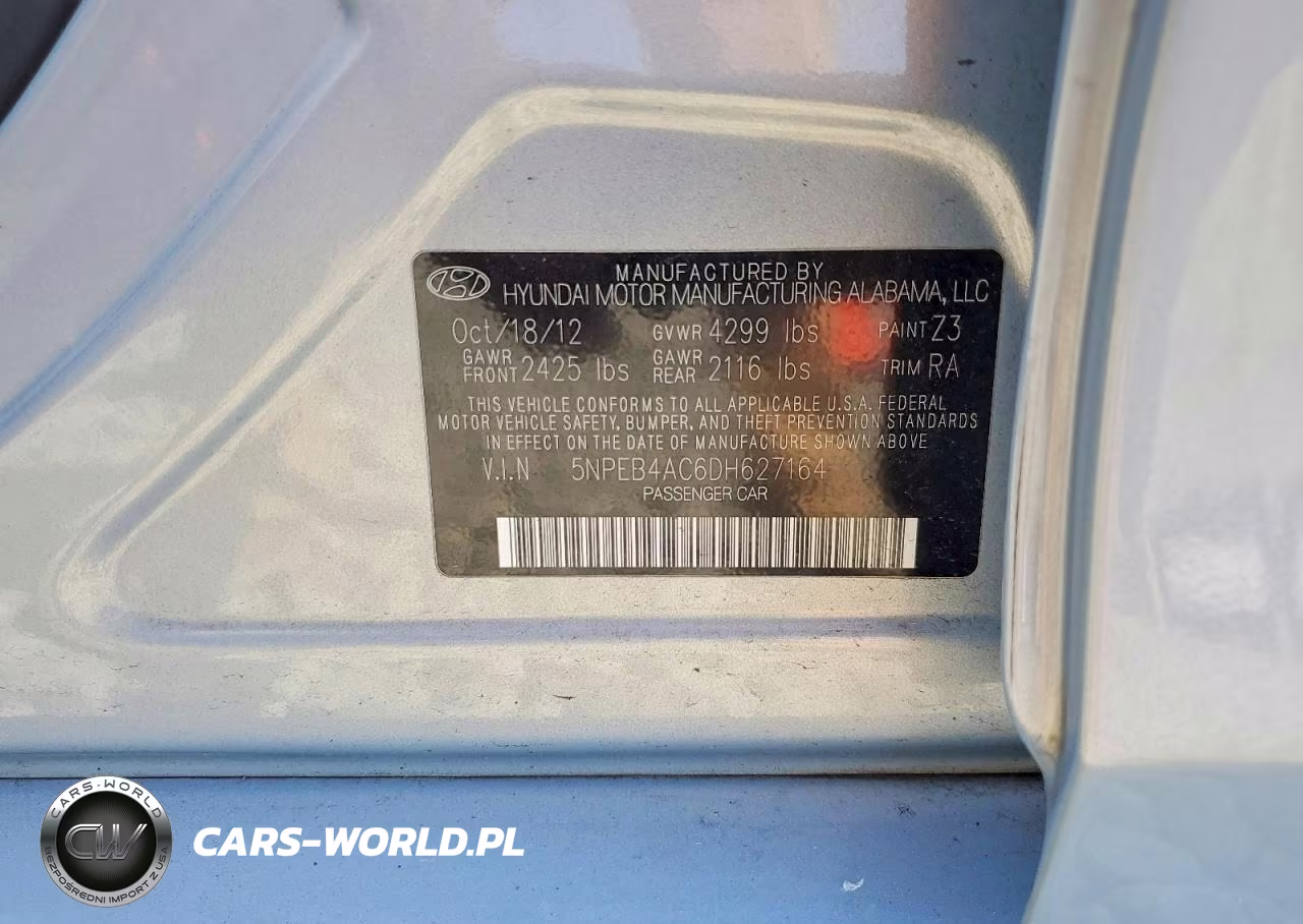 2013 Hyundai Sonata Gls VIN:5NPEB4AC6DH627164 - 12