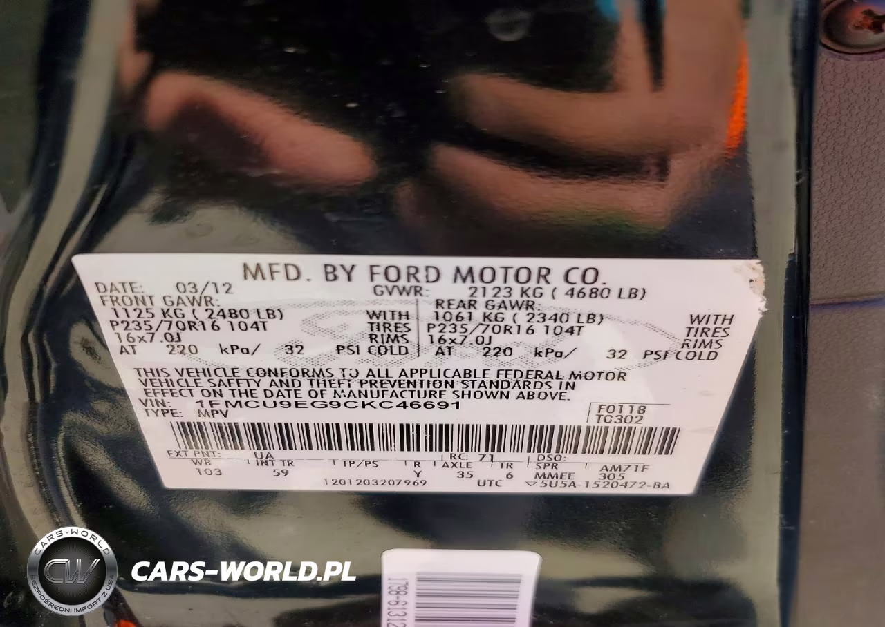 2012 Ford Escape Limited VIN:1FMCU9EG9CKC46691 - 13