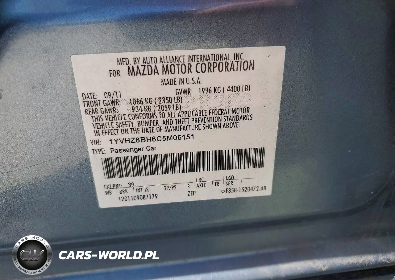2012 Mazda 6 I VIN:1YVHZ8BH6C5M06151 - 13