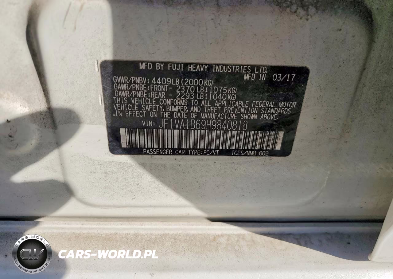 2017 Subaru Wrx VIN:JF1VA1B69H9840818 - 13