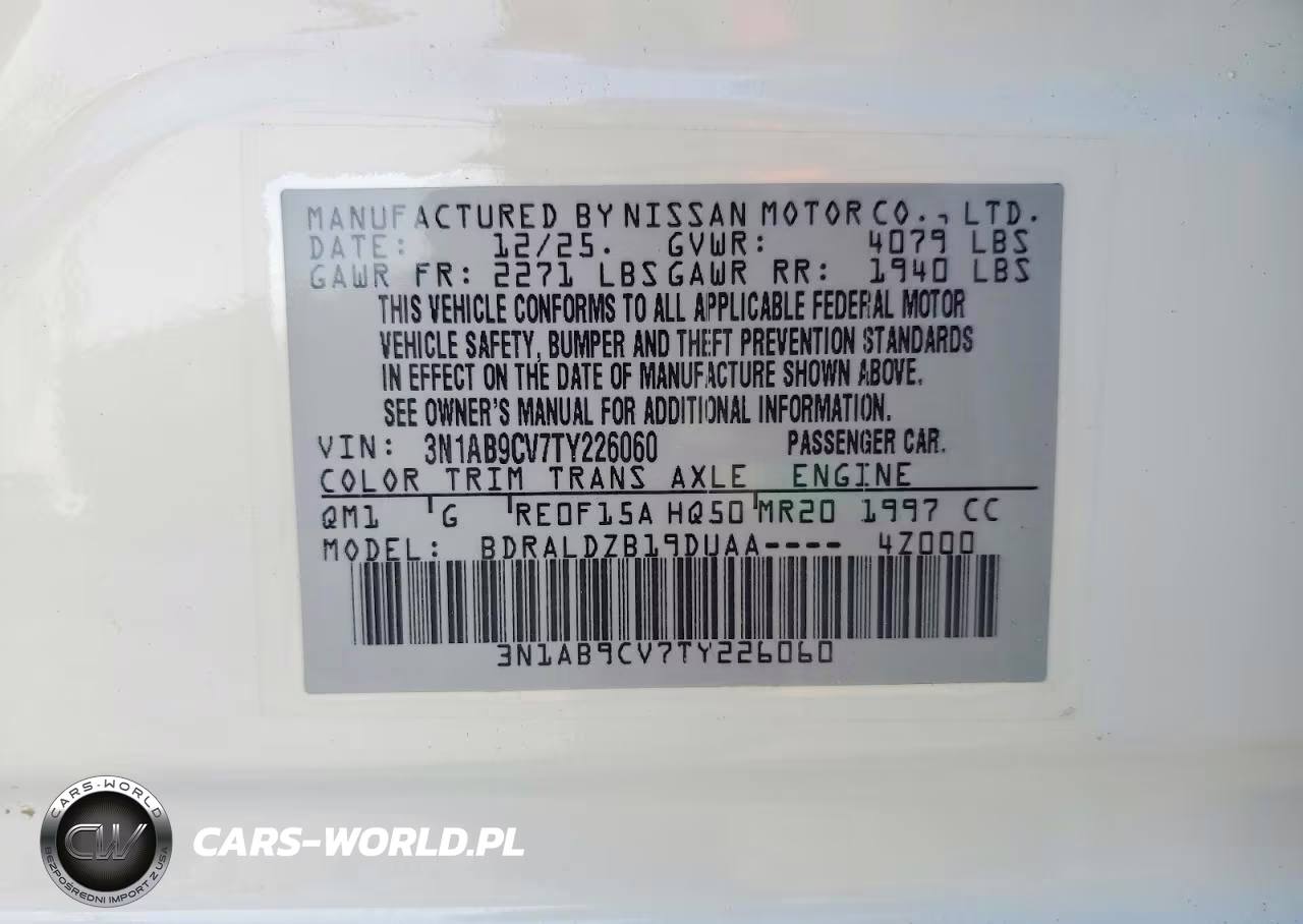 2026 Nissan Sentra Sv VIN:3N1AB9CV7TY226060 - 12