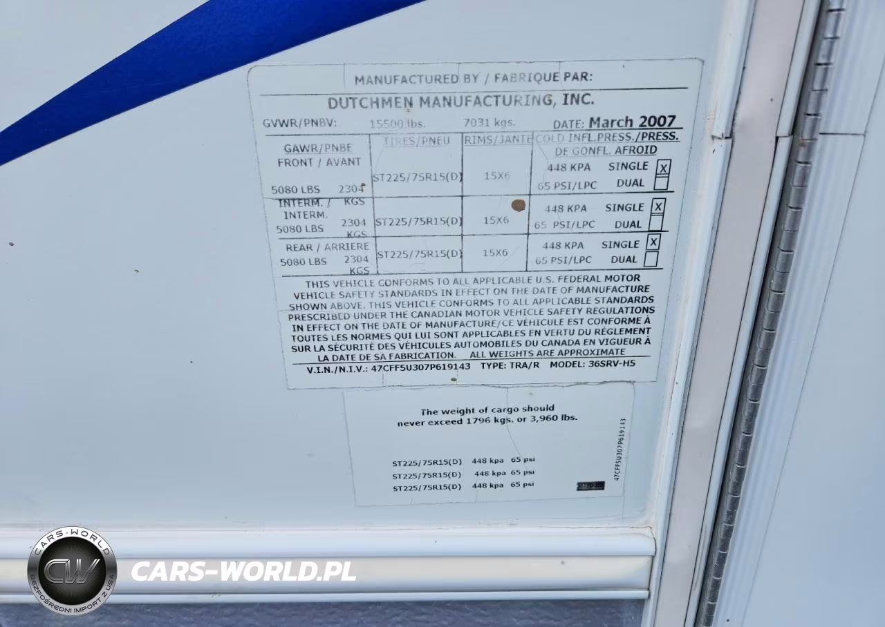 2007 Trlr Dutchman Winter VIN:47CFF5U307P619143 - 10
