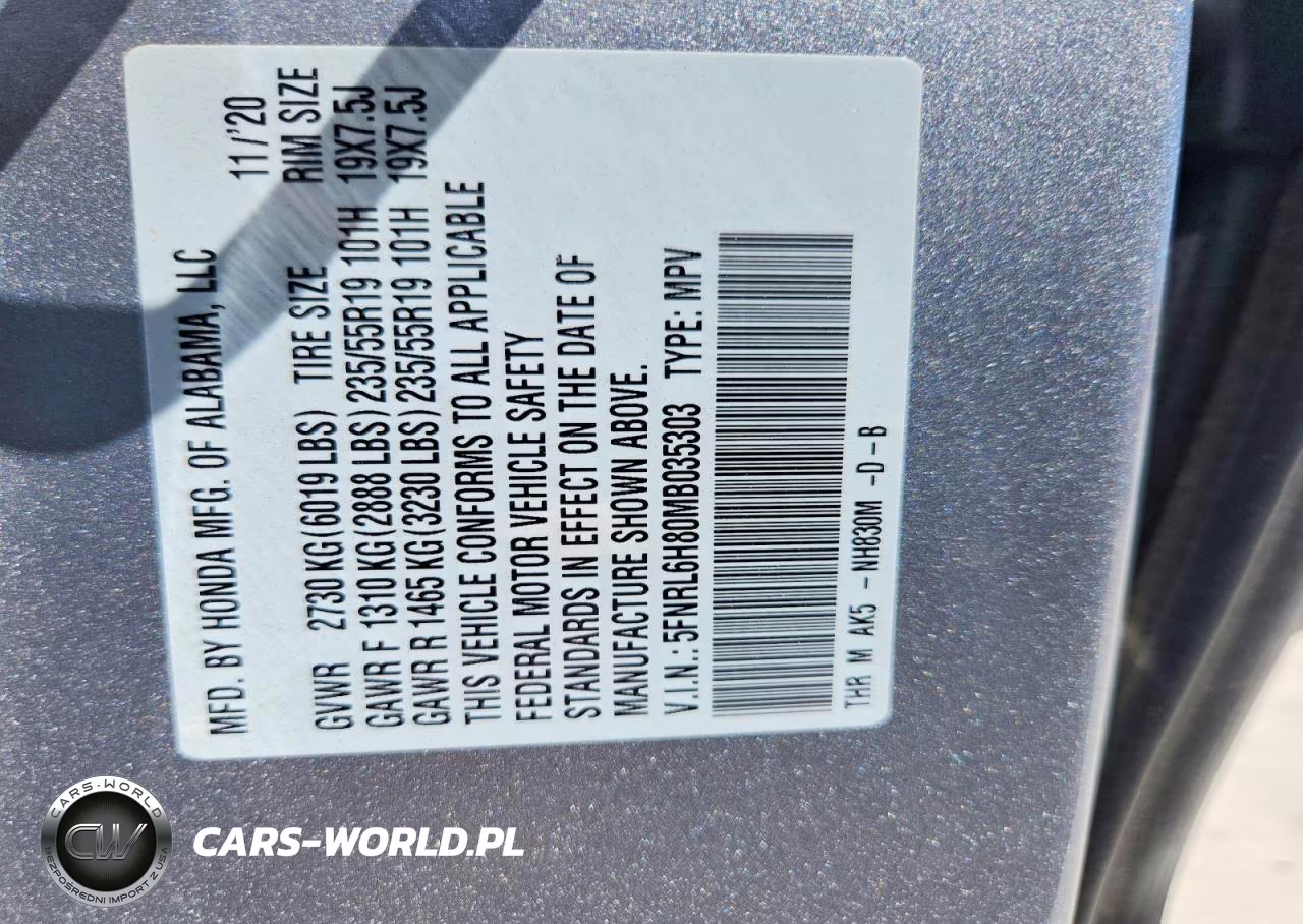 2021 Honda Odyssey Touring VIN:5FNRL6H80MB035303 - 14