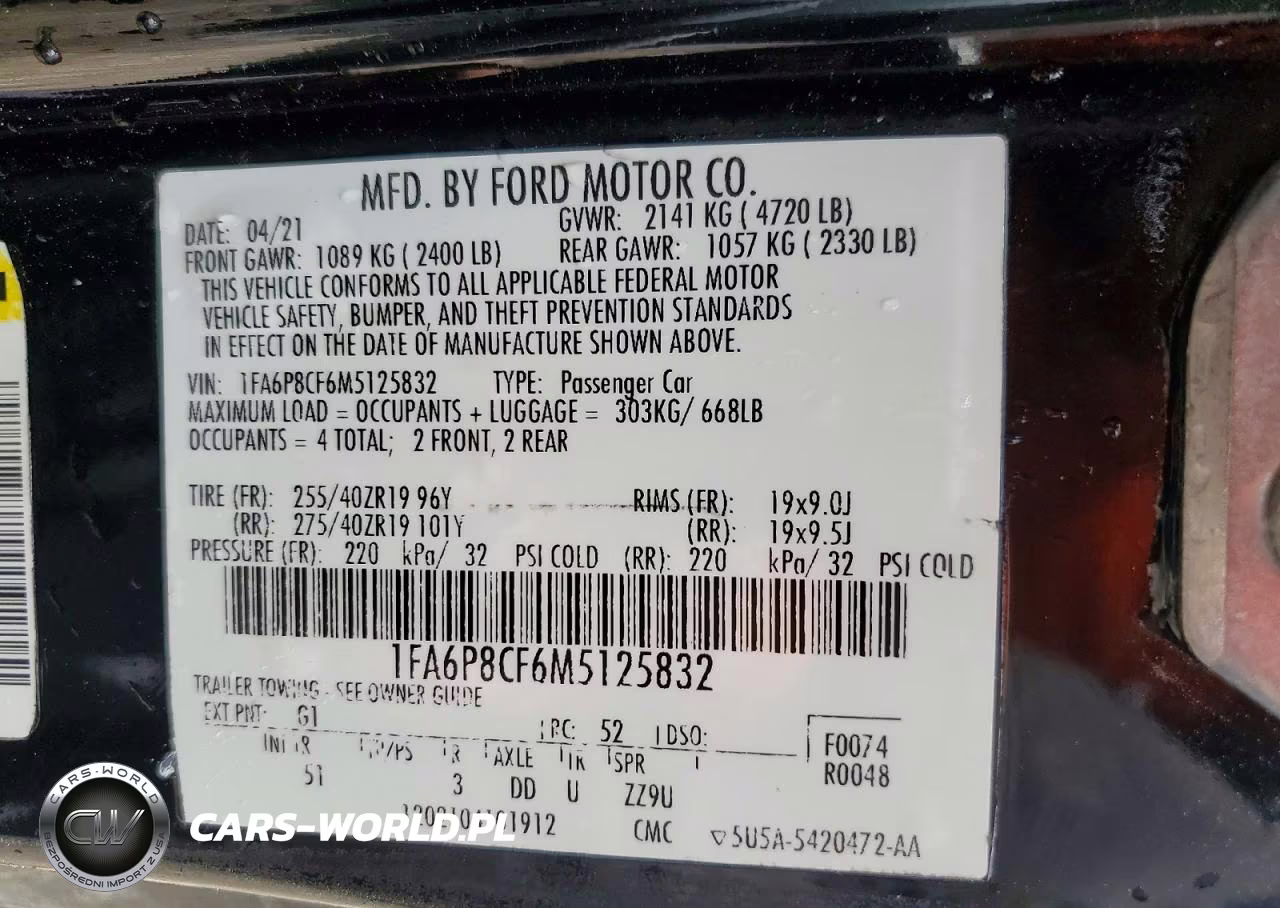 2021 Ford Mustang Gt Premium Fastback VIN:1FA6P8CF6M5125832 - 12