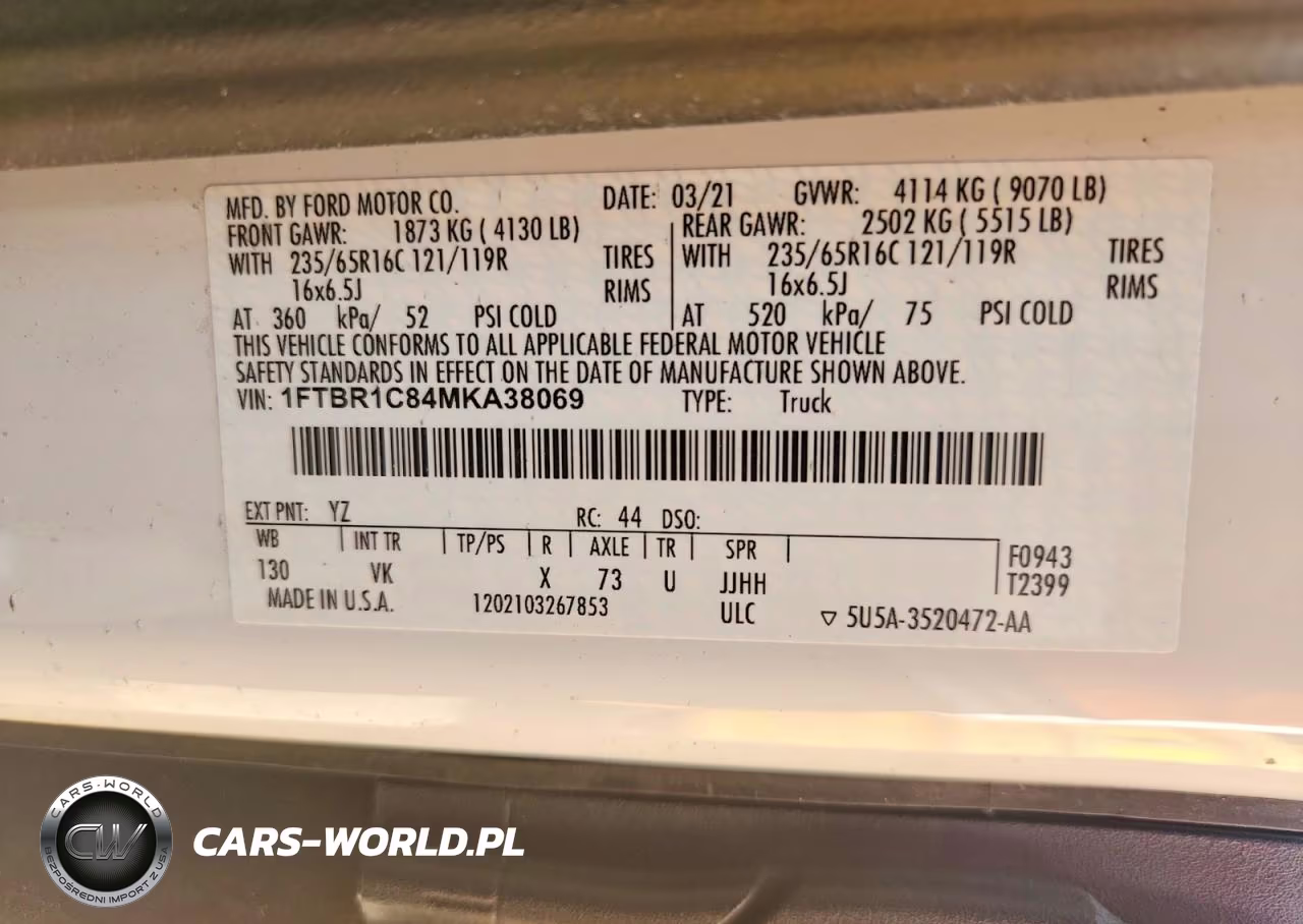 2021 Ford Transit T-250 VIN:1FTBR1C84MKA38069 - 13