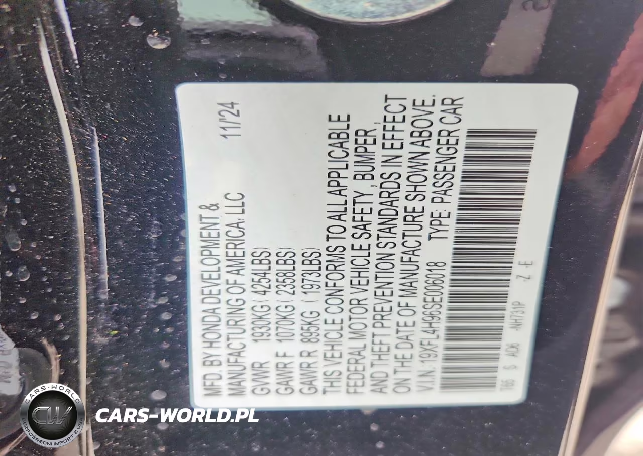 2025 Honda Civic Sport Touring VIN:19XFL4H96SE006018 - 14