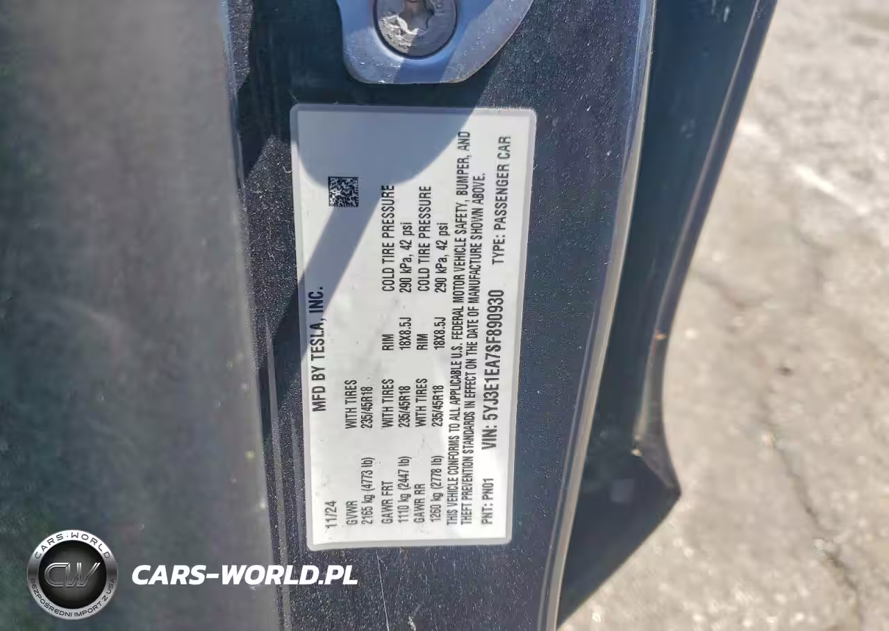 2025 TESLA MODEL 3  VIN:5YJ3E1EA7SF890930 - 13