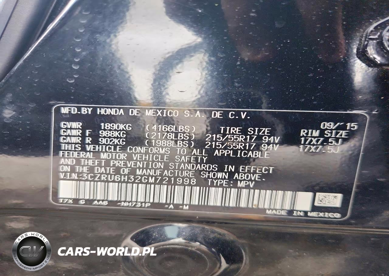 2016 Honda Hr-V Lx VIN:3CZRU6H32GM721998 - 14