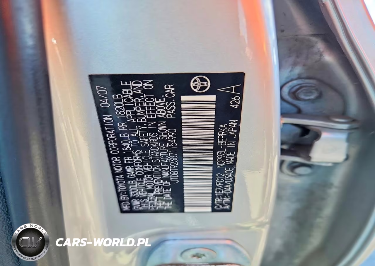 2007 Toyota Yaris Base VIN:JTDBT923871154990 - 12