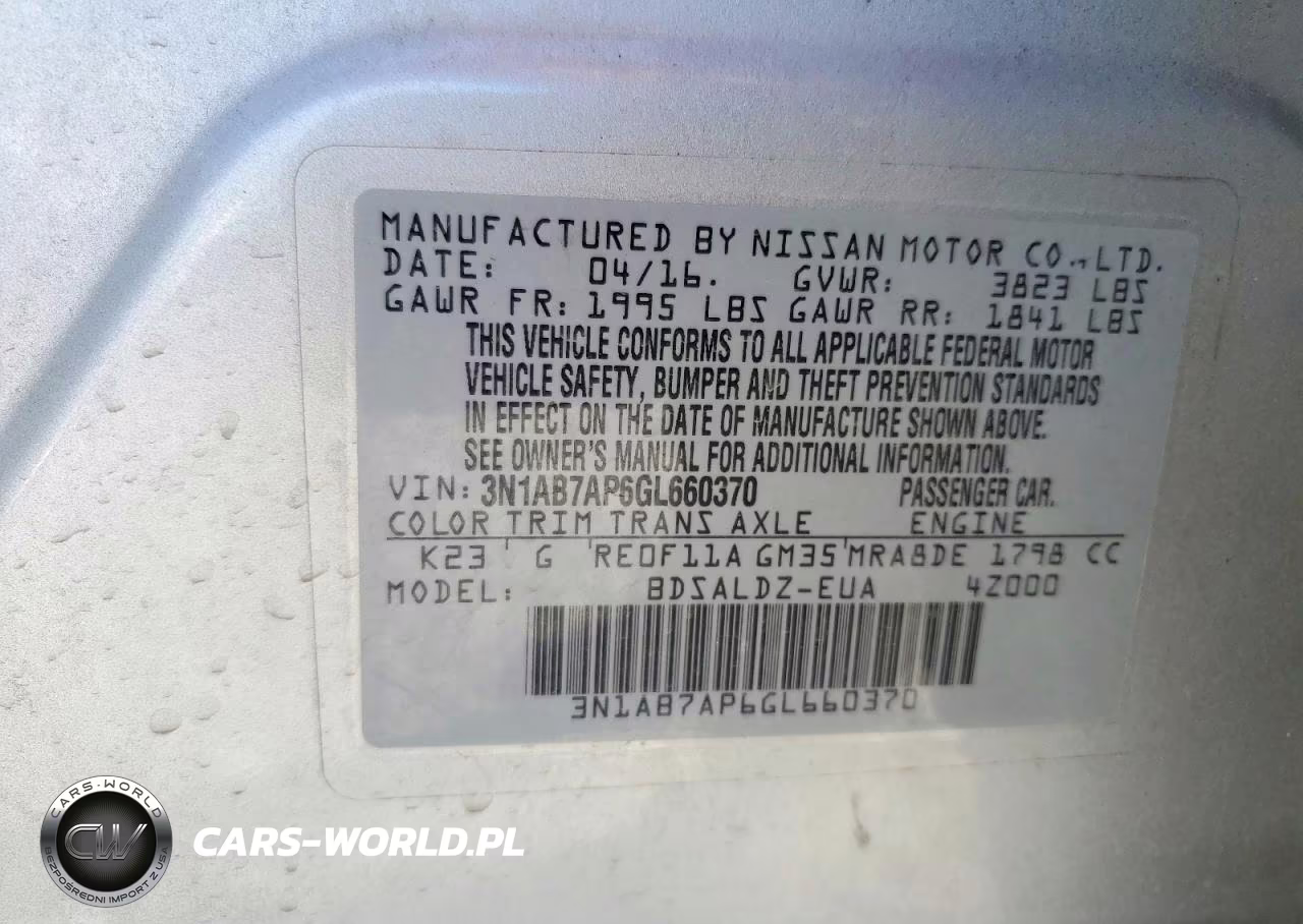 2016 Nissan Sentra Sv VIN:3N1AB7AP6GL660370 - 12