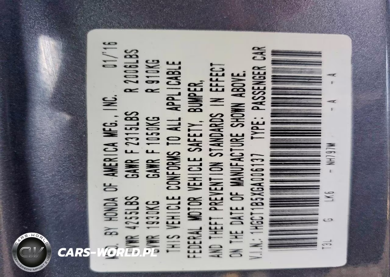 2016 Honda Accord Ex VIN:1HGCT1B5XGA006137 - 12