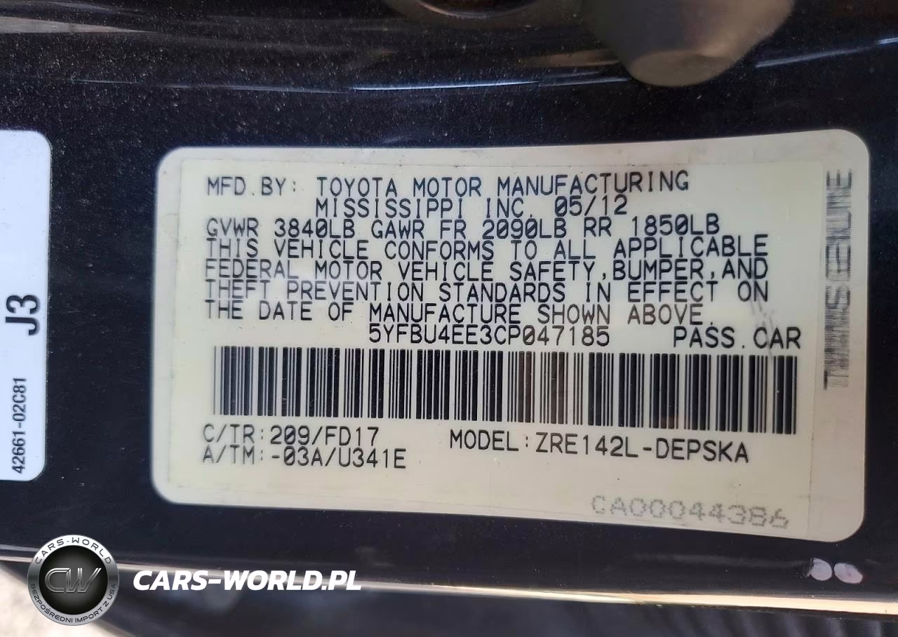 2012 Toyota Corolla S VIN:5YFBU4EE3CP047185 - 12