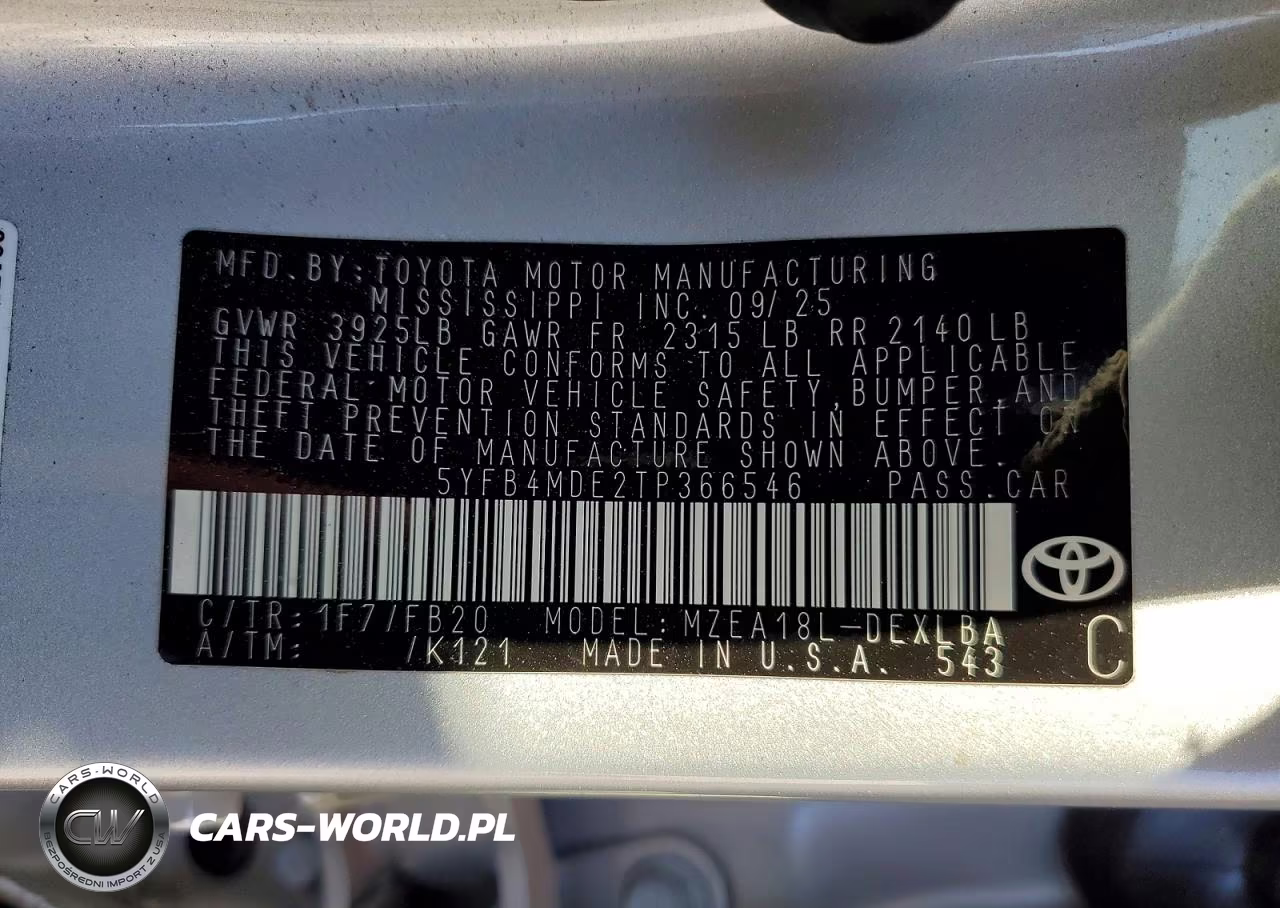 2026 Toyota Corolla Le VIN:5YFB4MDE2TP366546 - 12
