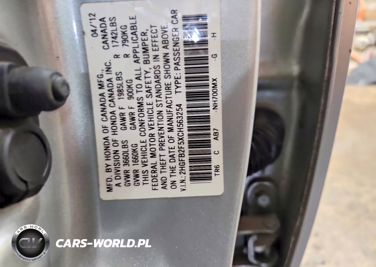 2012 Honda Civic Lx VIN:2HGFB2F5XCH563254 - 12