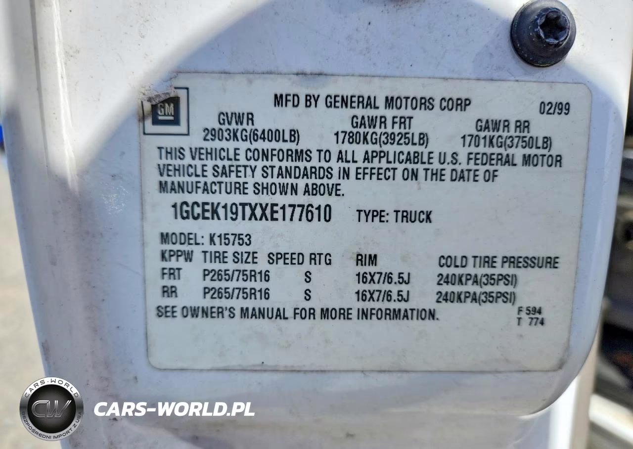 1999 Chevrolet Silverado K1500 VIN:1GCEK19TXXE177610 - 12