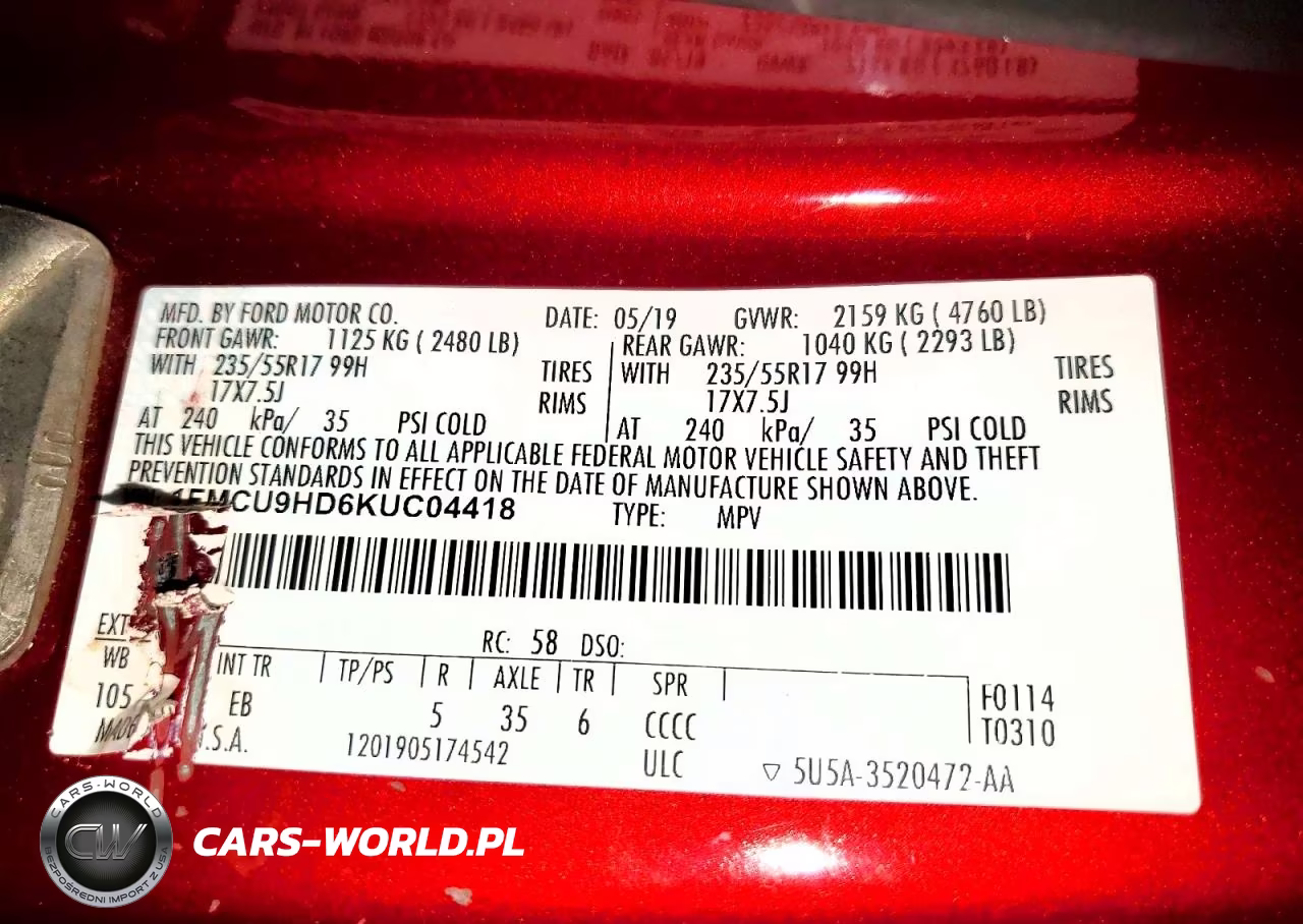 2019 Ford Escape Sel VIN:1FMCU9HD6KUC04418 - 13