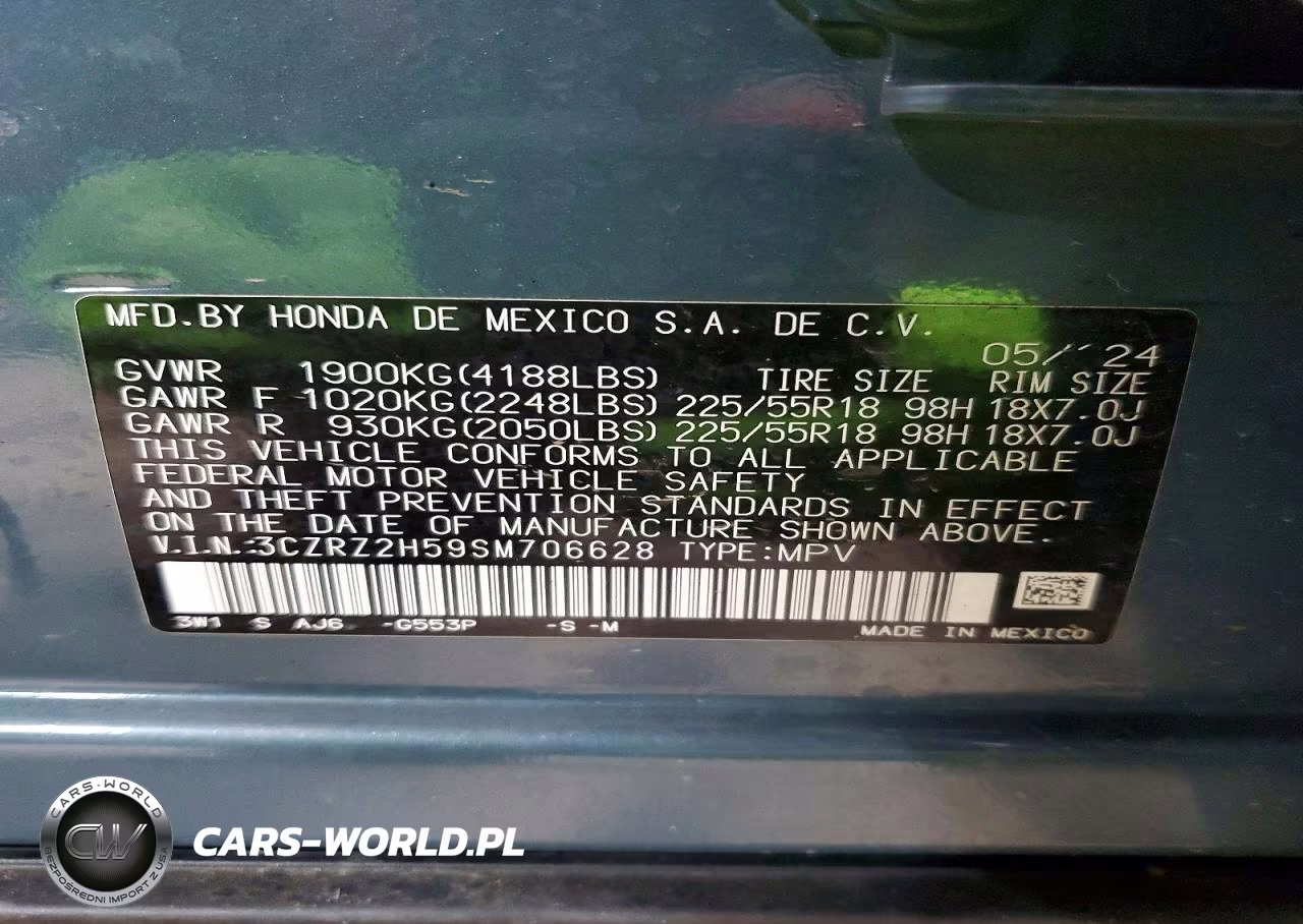 2025 Honda Hr-V Sport VIN:3CZRZ2H59SM706628 - 12