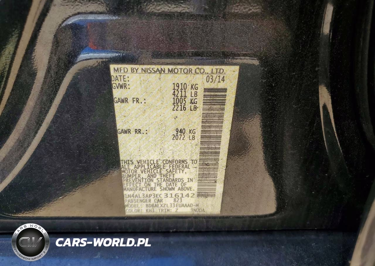 2014 Nissan Altima 2.5 Sl VIN:1N4AL3AP3EC316142 - 12