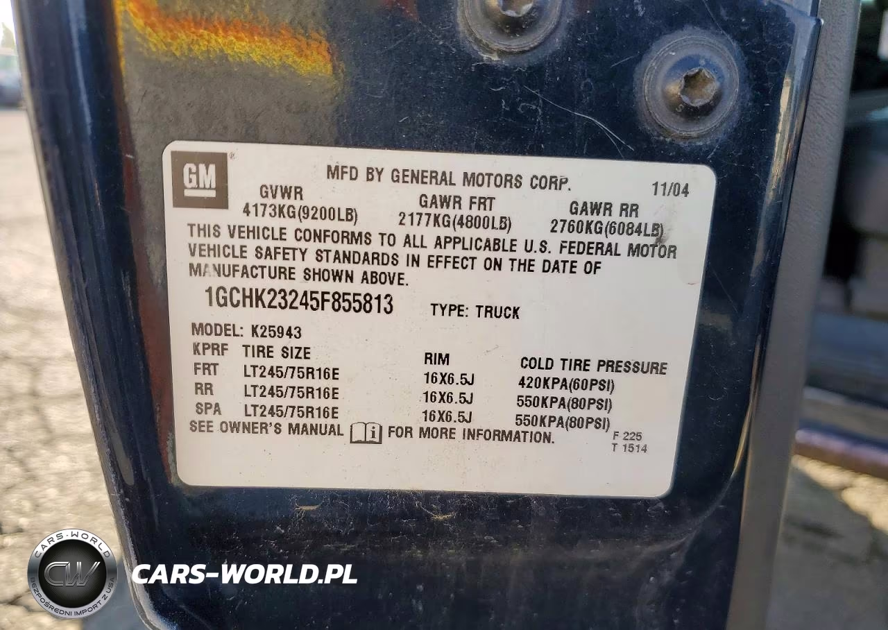 2005 Chevrolet Silverado K2500 Heavy Duty VIN:1GCHK23245F855813 - 12